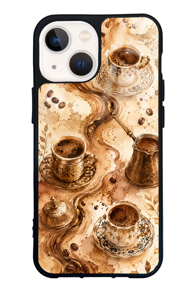 Spoyi iPhone 13 Mini Golden Mocha Flow Design Glossy Phone Case