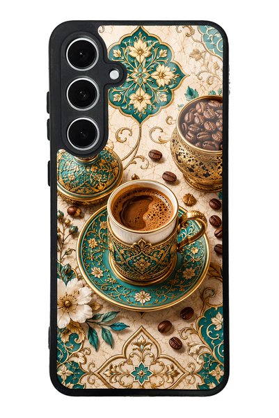 Spoyi Samsung S24 Fe Turquoise Ottoman Coffee Design Glossy Phone Case