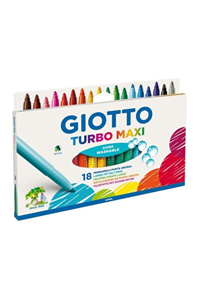 Giotto Carioca Lavabila, Varf 5mm, 18 Culori/blister, Turbo Maxi
