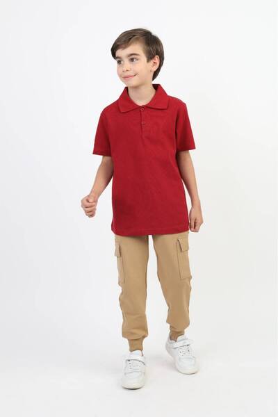 NATS KİDS Dječja burgundska polo majica sa kratkim rukavima, unisex, od pamuč...