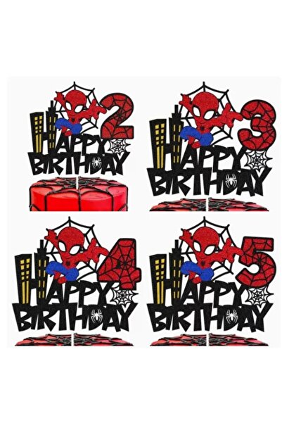 Baloane Vesele Topper Tort Spiderman Cifra 2 Happy Birthday Aniversare 2 Ani ...