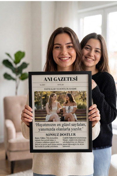ÇELİKLER HEDİYE Kişiye Özel Anı Gazetesi Çerçevesi Fotoğraflı Gazete Tasarımı...