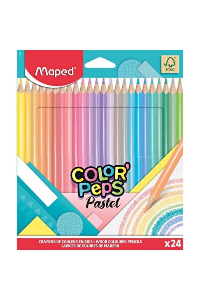 Maped Creioane colorate Color Peps Pastel, triunghiulare, din lemn, culori pa...