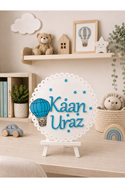 Maku home Kişiye Özel Standlı Ayıcıklı ,Balonlu Bebek Odası İsimlik Dekoru | ...