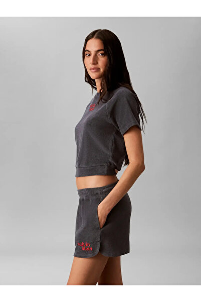 Calvin Klein SS TOWEL TERRY CROPP, CKP Kadın Gri T-Shirt & Polo