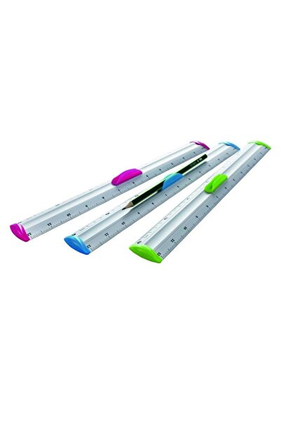 KEYROAD Rigla aluminiu 30cm cu suport creion multicolor