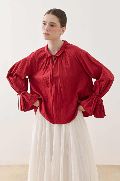 Fahhar Brushed Cotton Top Red