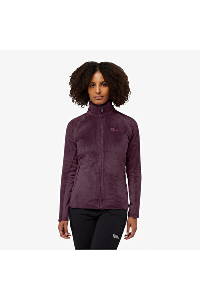 Jack Wolfskin سترة روتواند نسائية باللون الأرجواني بسحاب كامل