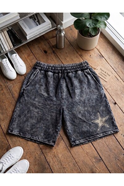 Toum Star Grunge Oversize Washed Vintage Bermuda Shorts