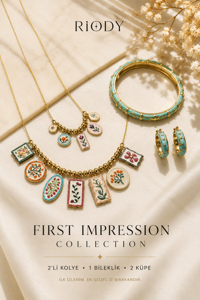 RiODY First Impression Collection Kadın Takı Seti | 2'li Kolye, 1 Bileklik, 2...