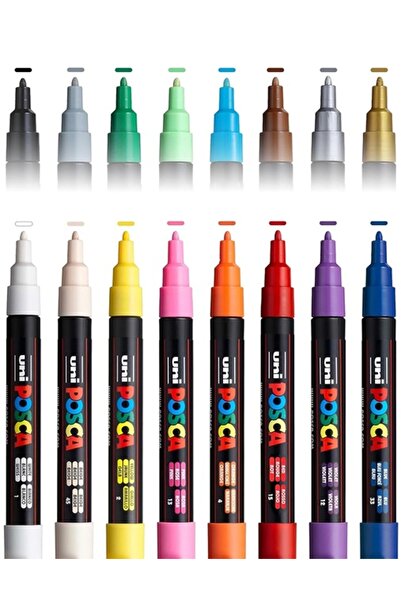 UNİ-BALL Uniball Posca Water-Based Marker Pen Set 0.9-1.3 16 Pieces