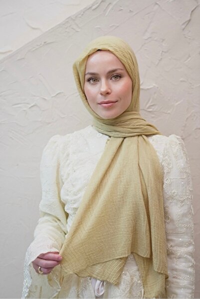 YILDIZ SCARFS Waffle Pattern Dubai Cotton Shawl - Light Olive Green