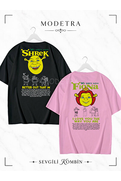Modetra Women Men Unisex Shrek Fiona Back Printed Lover Couple Combination Ov...