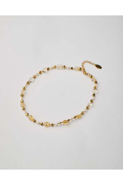 THE GEM STORIES JEWELRY Κολιέ με Κιτρίνη και Μαργαριτάρια
