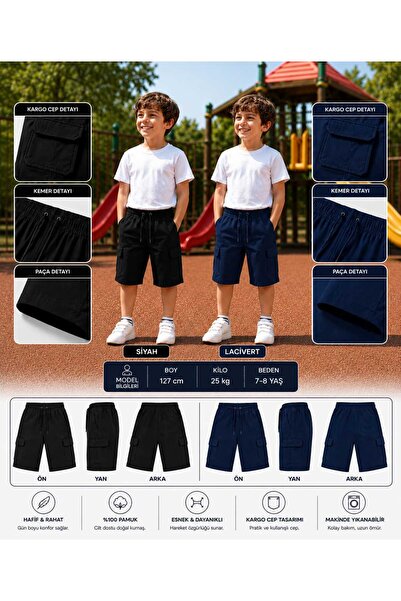 TORYUM TEKSTİL 2-Pack Capri Pants with Double Cargo Pockets, 2-Strand Compact...