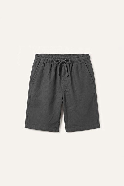 DeFacto Relax Fit Elastic Tie Waist Bermuda Anthracite Shorts H6190Ax26Sm