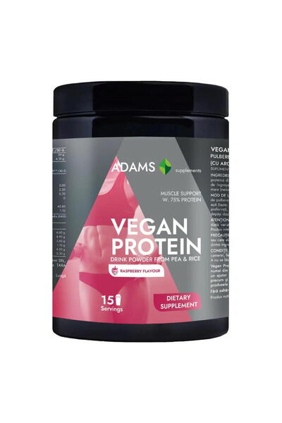 Adams Supplements Proteina Vegana cu Aroma de Zmeura 454g