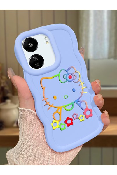 Hontinga Redmi 13C Compatible Case Camera Protector Blue Silicone Couple Phon...