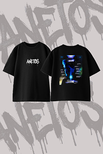 Anetos The Weeknd_24 Σχεδιαστικό μπλουζάκι με στάμπα στην πλάτη, βαμβακερό, μ...