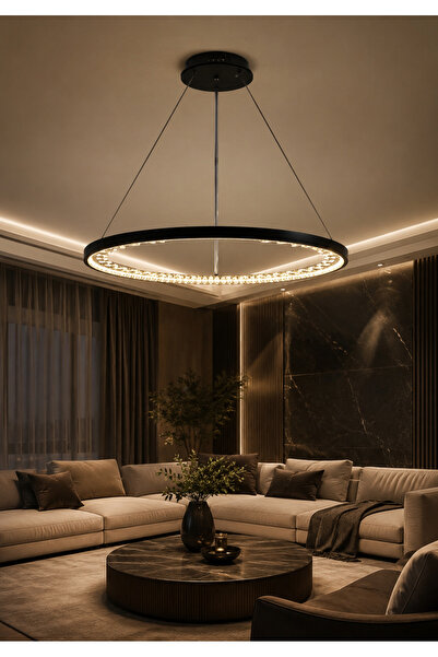 Greca Modern Ring Chandelier 3 Color Lights Large Size for Living Room and Re...