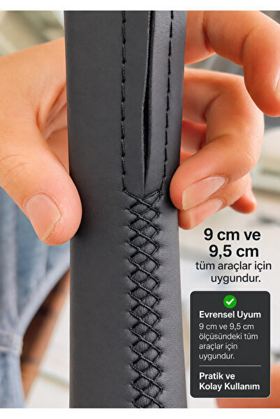 AYAZGRUP Direksiyon Kılıfı Dikmeli – 9 cm ve 9,5 cm Uyumlu – İnce Direksiyonl...