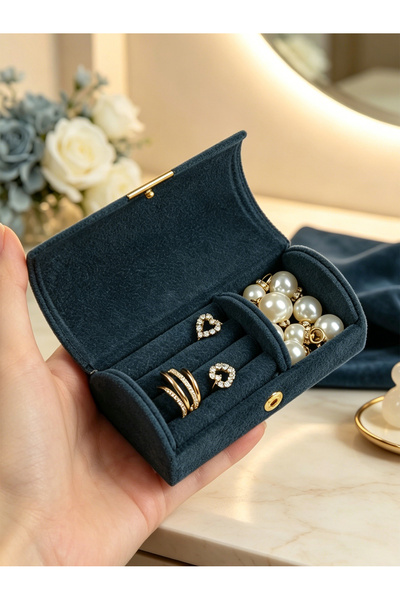 QIANBEIYOU 1Pc Portable Velvet Jewelry Box 4 Colors Available Mini Travel Sto...