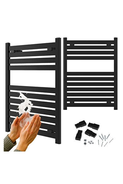 Granitan Radiator Baie ENZO, 800x600 mm, 382 W, 11 Elemente, Negru, Uscator P...