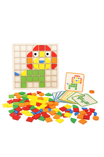YBOSHOP Joc puzzle mozaic din lemn pentru copii, 120 piese, multicolor, 3+ an...