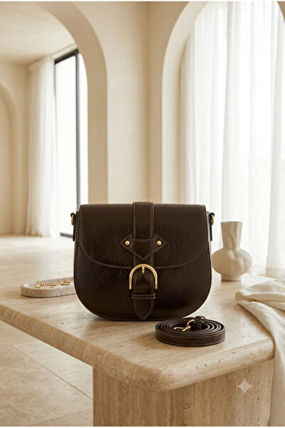 EBRUTESETTÜR Belt Buckle Shoulder Bag Brown