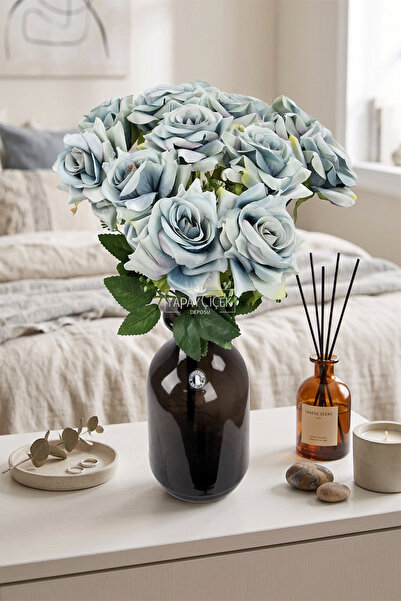 Yapay Çiçek Deposu Artificial Flower 12-Piece Rose Bunch with Chips 36 cm Tur...