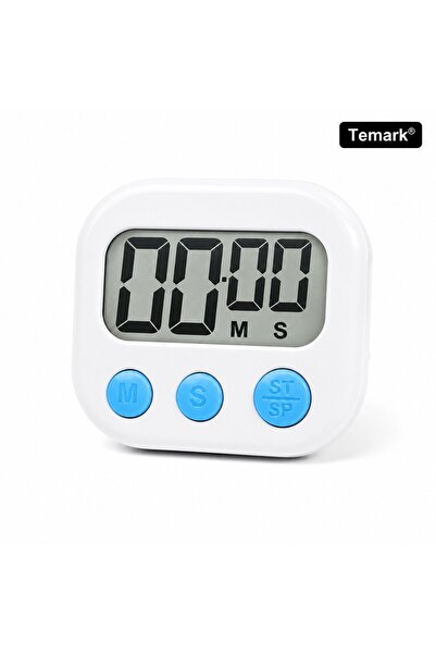 Temark Дигитален кухненски таймер TMK-CR-1, магнит, аларма, LCD екран, бял