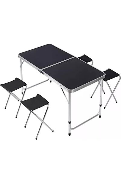 zola Masă de camping pliabilă și 4 scaune, cu 3 niveluri de reglare a înălțim...