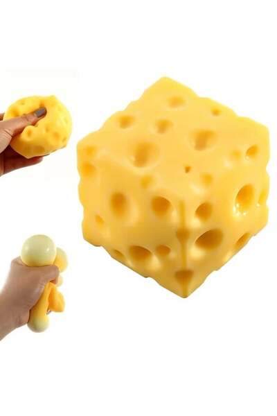 Toybox Sqweezy Super Cheesy Giant Block of Cheese Squishy Stress Relief Toy