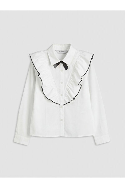 LC Waikiki Frilled Bowed Poplin Girls' Shirt