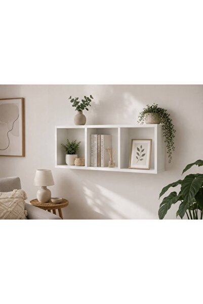 XX BEYAZ KİTAPLIK DEKORASYON DUVAR RAFI 90Cm