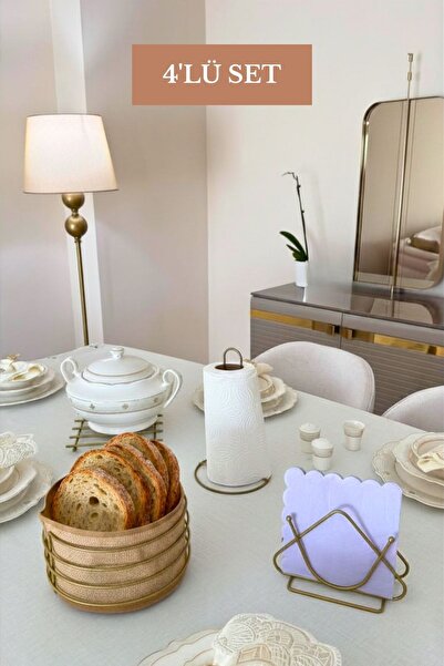 Edora Home مجموعة من 4 حاملات مناديل ورقية ذهبية غير لامعة على شكل مثلث، حامل...