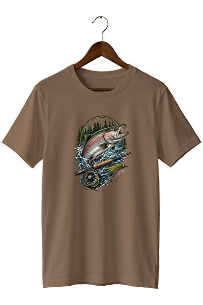 remonz Unisex Salmon Fish Print T-Shirt – Fly Fishing and Outdoor Themed Crew...