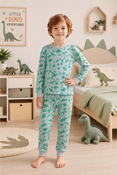 Mnk Baby&Kids Boy's Printed Combed Cotton Pajama Set M00844 Gray