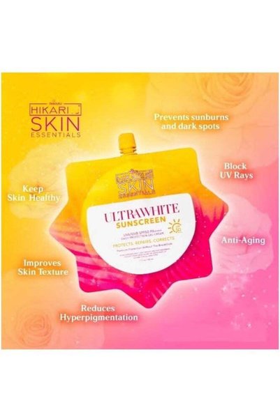 Hikari 3 Packs Skin Essentials Ultra White Sunscreen 50ml – SPF50 PA+++++++, Ultra-Lightweight Airy-Fit, Whitening & Moisturizing, Water-Resistant, Fast-Absorbing Gel