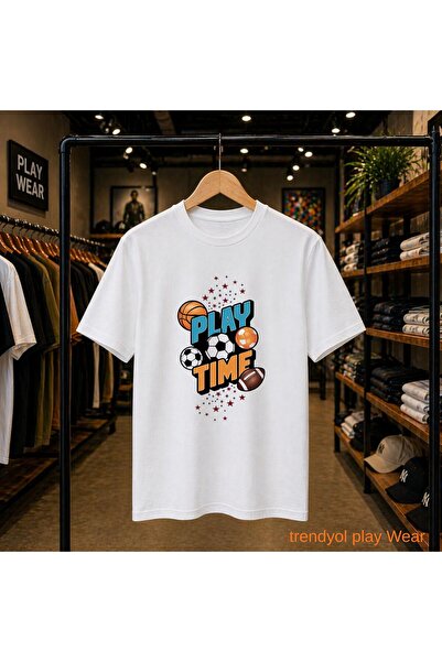 playwear Tricou cu imprimeu Play Time, 100% bumbac, supradimensionat, cu croi...
