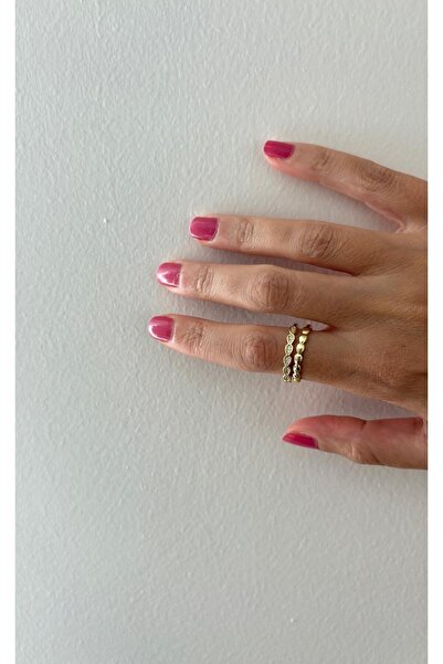 FASHION Double Sided Mini Stone Row Adjustable Steel Gold Ring
