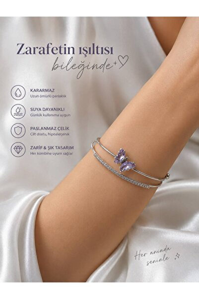 staınless steel LUNAVERA BUTTERFLY GÜMÜŞPASLANMAZ ÇELİK KADIN BİLEKLİK