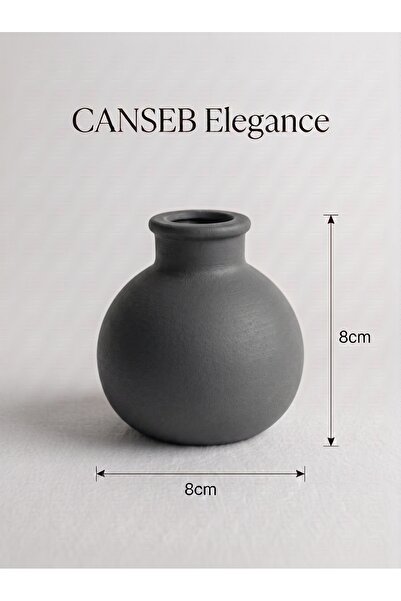 CANSEB Elegance Premium - Antrasit - Minik Tombul Vazo - 8x8cm - El Boyaması ...