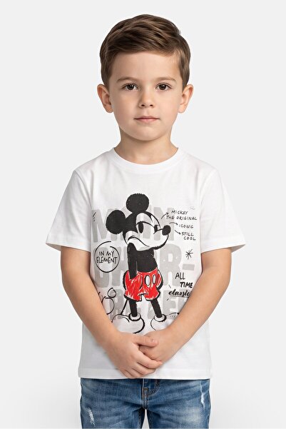 Disney Kids Boy Mickey And Friends Short Sleeve T-Shirt, White
