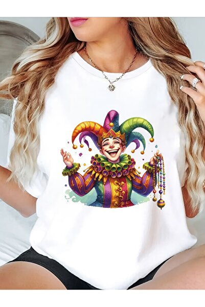 212Wear تي شيرت كاجوال بأكمام قصيرة بطباعة كرنفال، رقبة دائرية، مقاس عادي، قا...