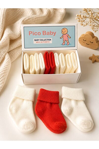 Pico Baby Organik Pamuk Unisex 5'li Kutulu Premium Yeni Doğan Bebek Çorabı