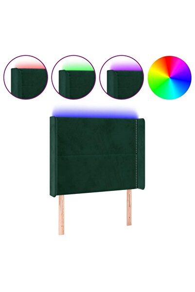 vidaxl Tăblie de pat cu LED, verde închis, 93x16x118/128cm, catifea
