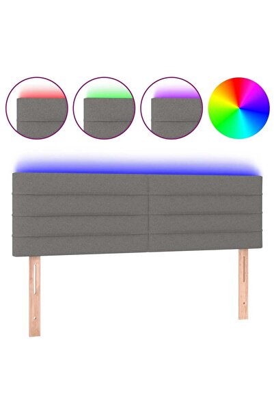 vidaxl Tăblie de pat cu LED, gri închis, 144x5x78/88 cm, textil