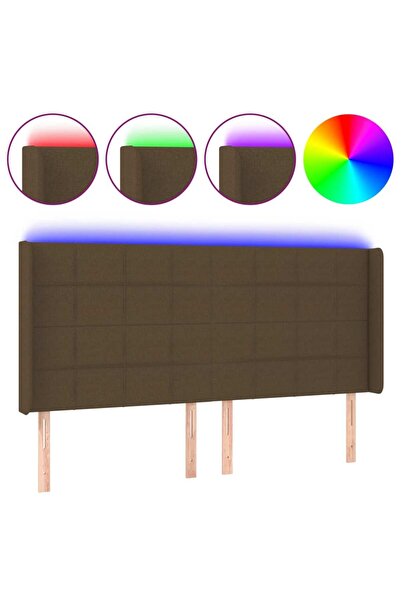 vidaxl Tăblie de pat cu LED, maro închis, 203x16x118/128 cm, textil