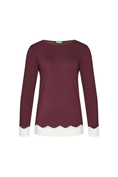 United Colors of Benetton Tricou de pijama pentru femei 3Z123M07X Bordeaux